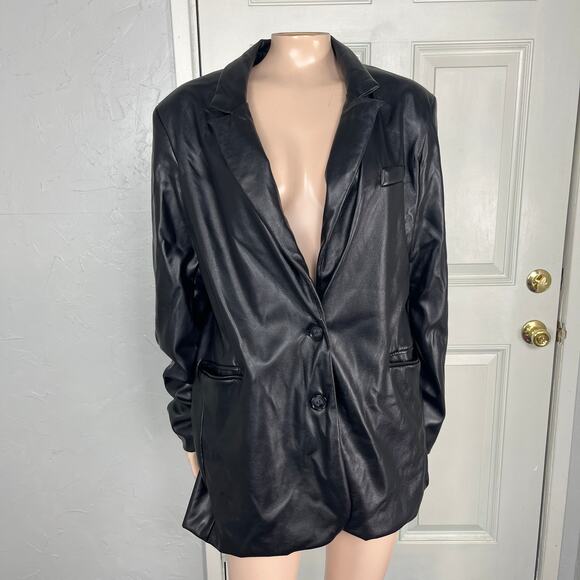 Joie Women's Jacket Large Faux Leather Button Coat Designer UU22 - Picture 1 of 7